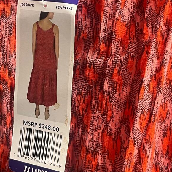 Joie Tea Rose Cotton Artsy Print Feminine Boho V Neck Midi Ankle Dress XXL NWT - Picture 4 of 7